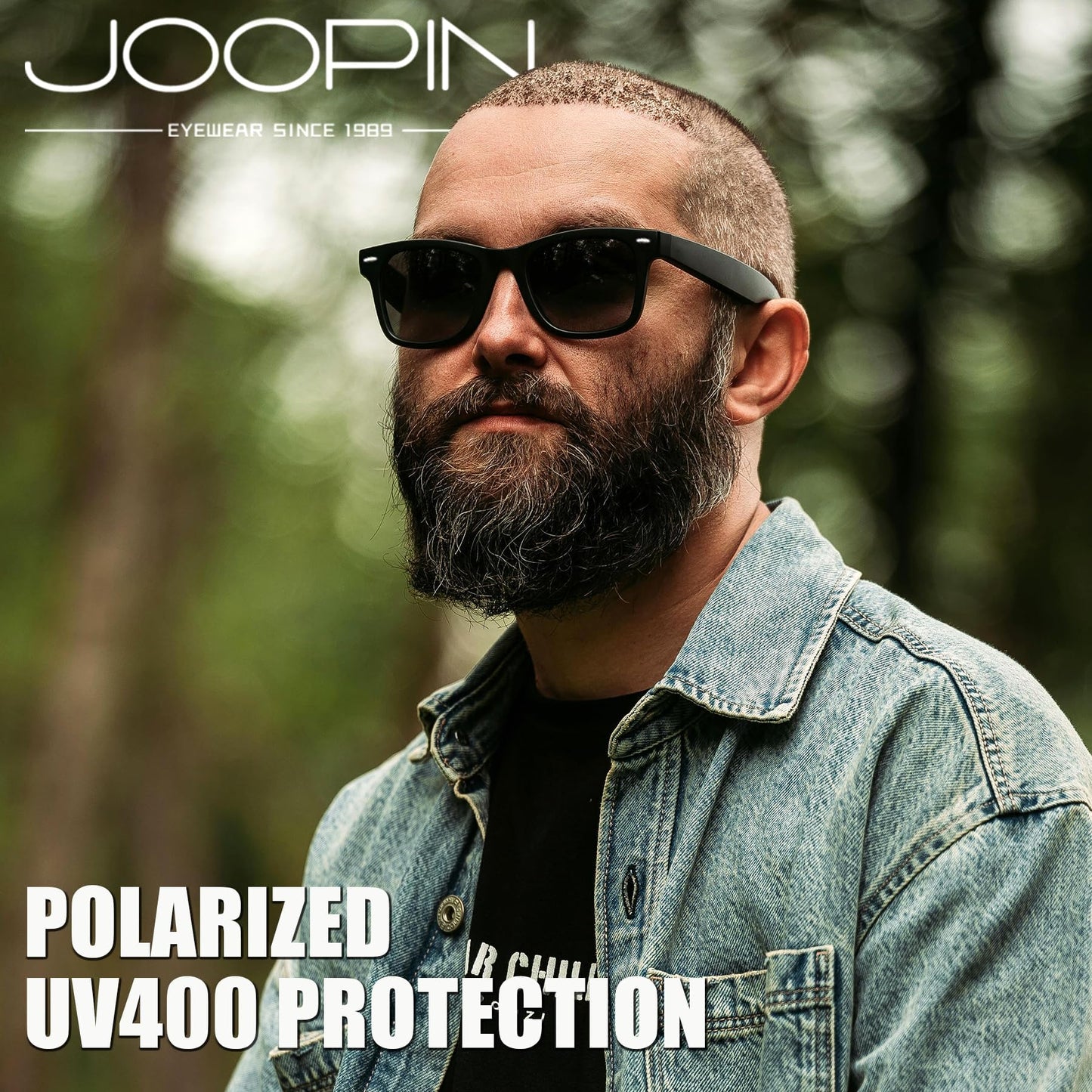 Joopin Solglasögon Herr Polariserade Retro Rektangulära Solglasögon UV400 Dam Spegel Stor Polarized Square Sunglasses for Men and Women för Utomhus Vandring Fiske Golf
