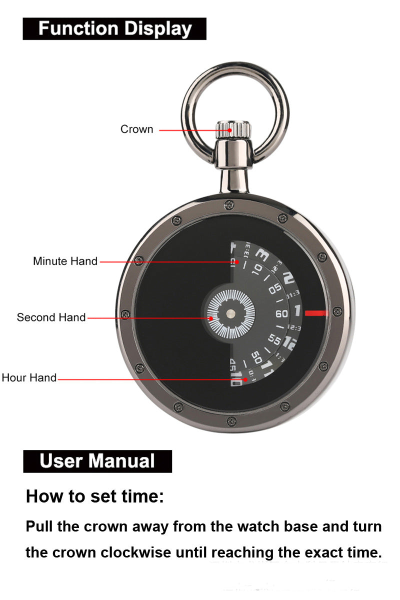 Variety Of Creative Personality Vortex Snake-shaped Second Plate Waist Chain Quartz Pocket Watch Gift Watch