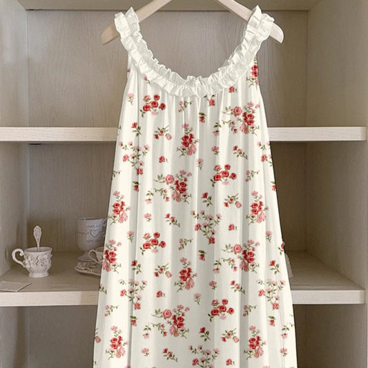 3D Digital Print Pastoral-style Womens Strap Lace Dress
