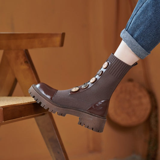 Thin Leg Thick-soled Martin Boots Women Boots Brown