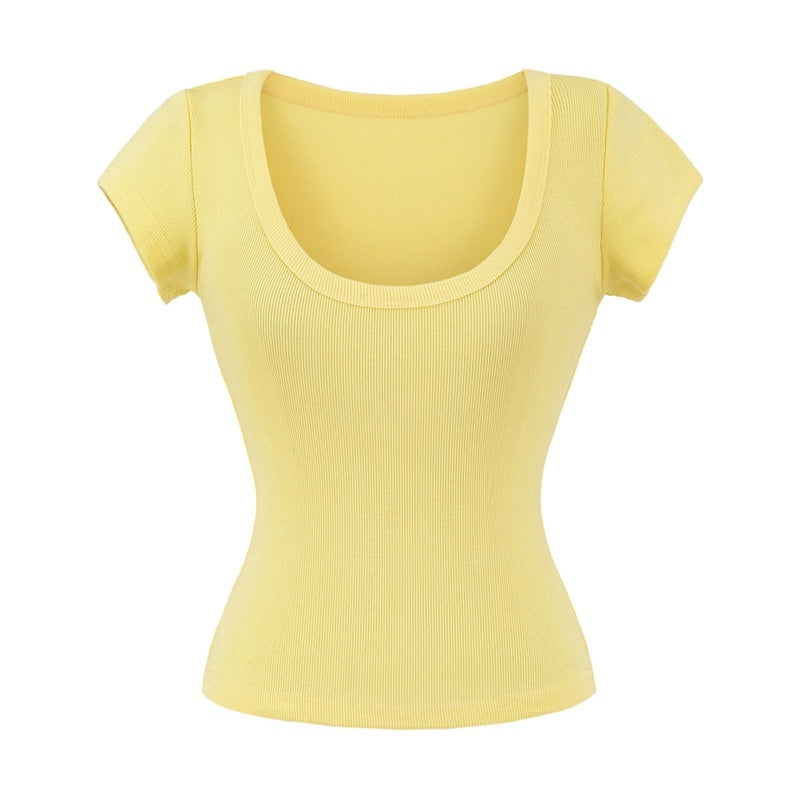 U-neck Short Sleeve Shoulder T