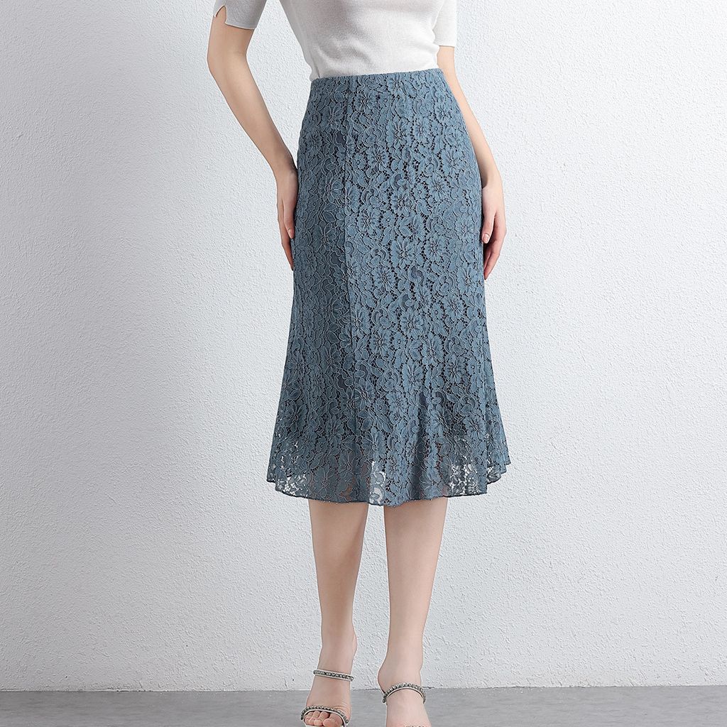 Vintage Lace Fishtail Sheath Skirt
