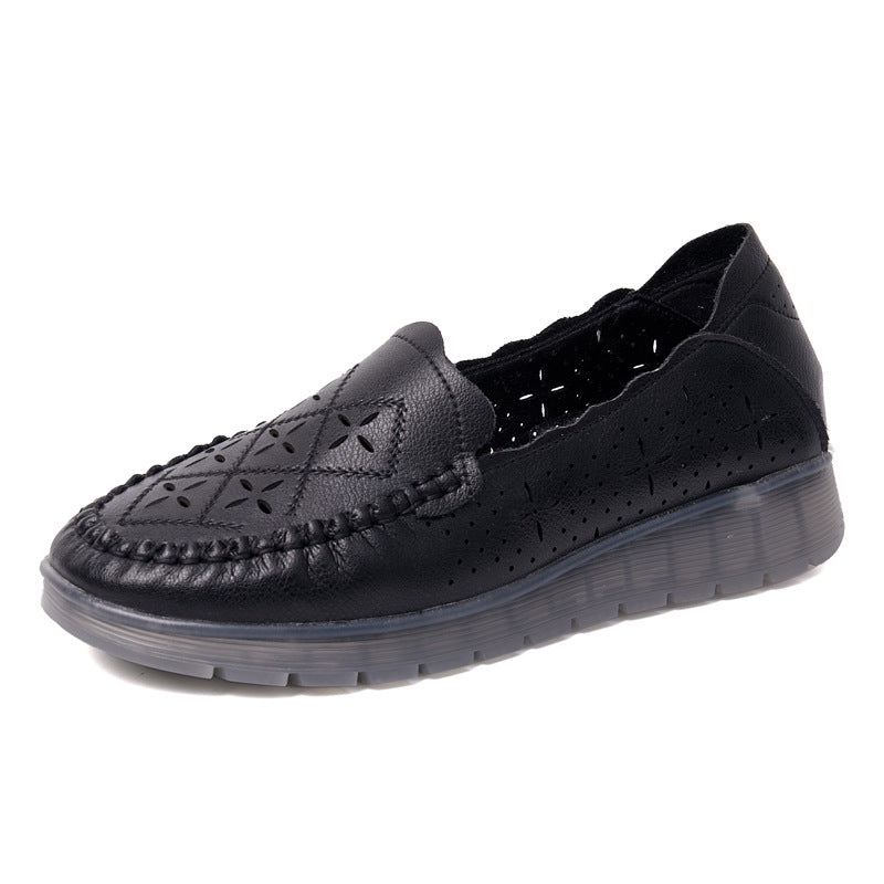 Middle-aged And Elderly People's Slip-on Leather Shoes With Beef Tendon Sole