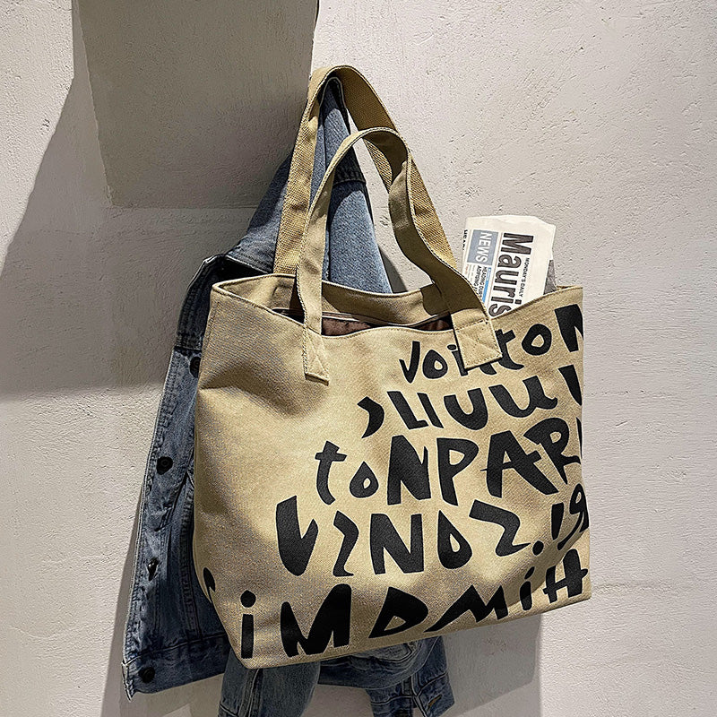 Women's Large Capacity New Letter Hand Shopping Canvas Bag