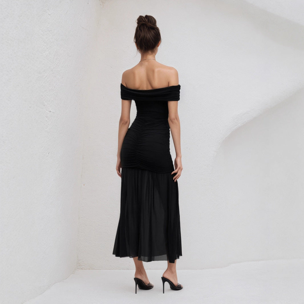 Summer New Patchwork Mesh Long Dress
