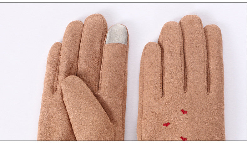 Fleece Thickened Warm Ladies Gloves With Touch Screen
