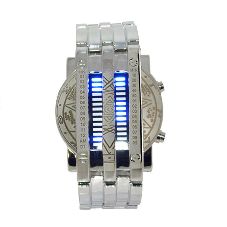 Creative Double Row Light Binary Steel Band LED Watch