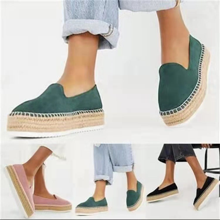 Hemp Rope Woven Women's Shoes Plus Size Platform Casual Pumps