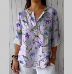 Women's 3D Printed Long-sleeved Shirt Loose All-match High-grade Top