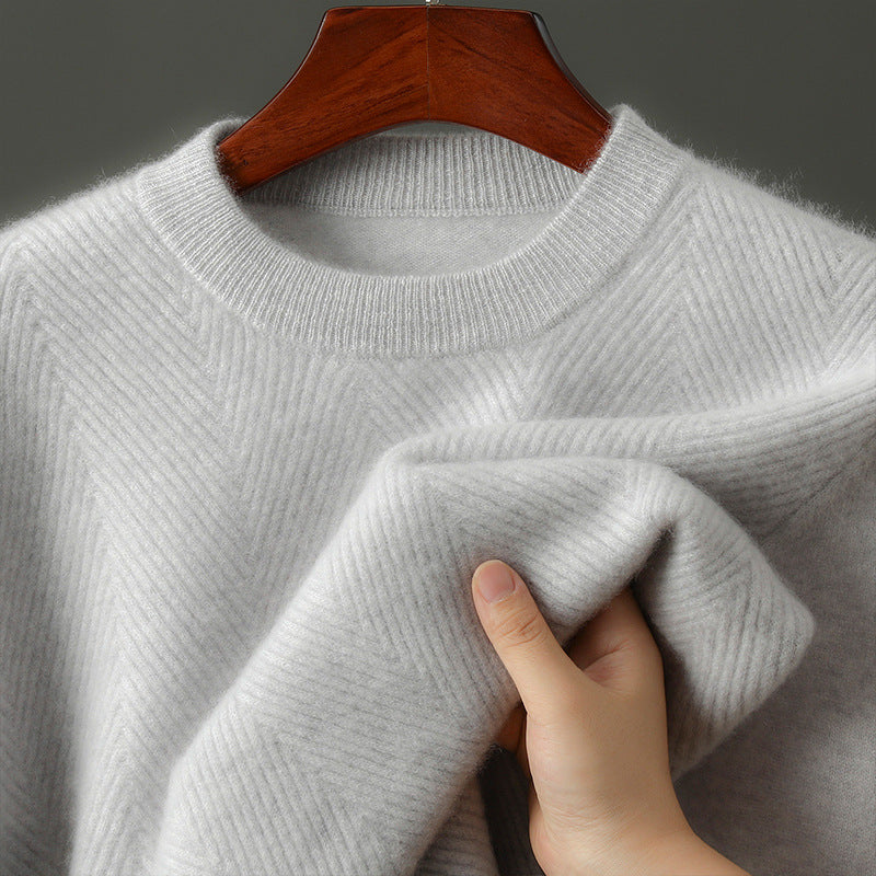 Round Neck Pullover Leisure Knitted Sweater For Men