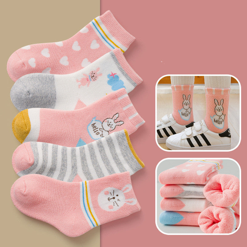 Children's Padded Terry-in-tube Baby Cotton Socks Cartoon Giraffe Towel