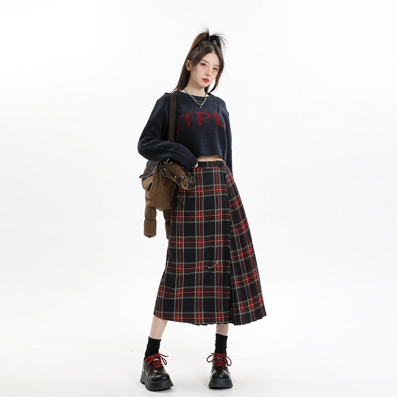 Design High Waist A- Line Slimming Mid-length Casual Skirt