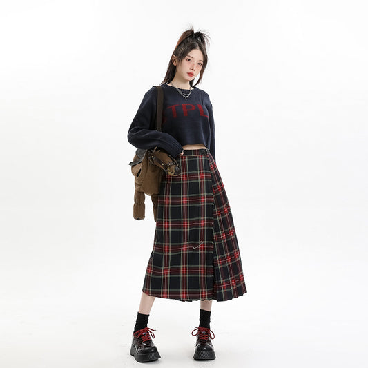 Design High Waist A- Line Slimming Mid-length Casual Skirt