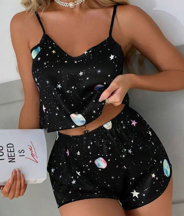 Leopard Print Camisole Pajama Set For Women