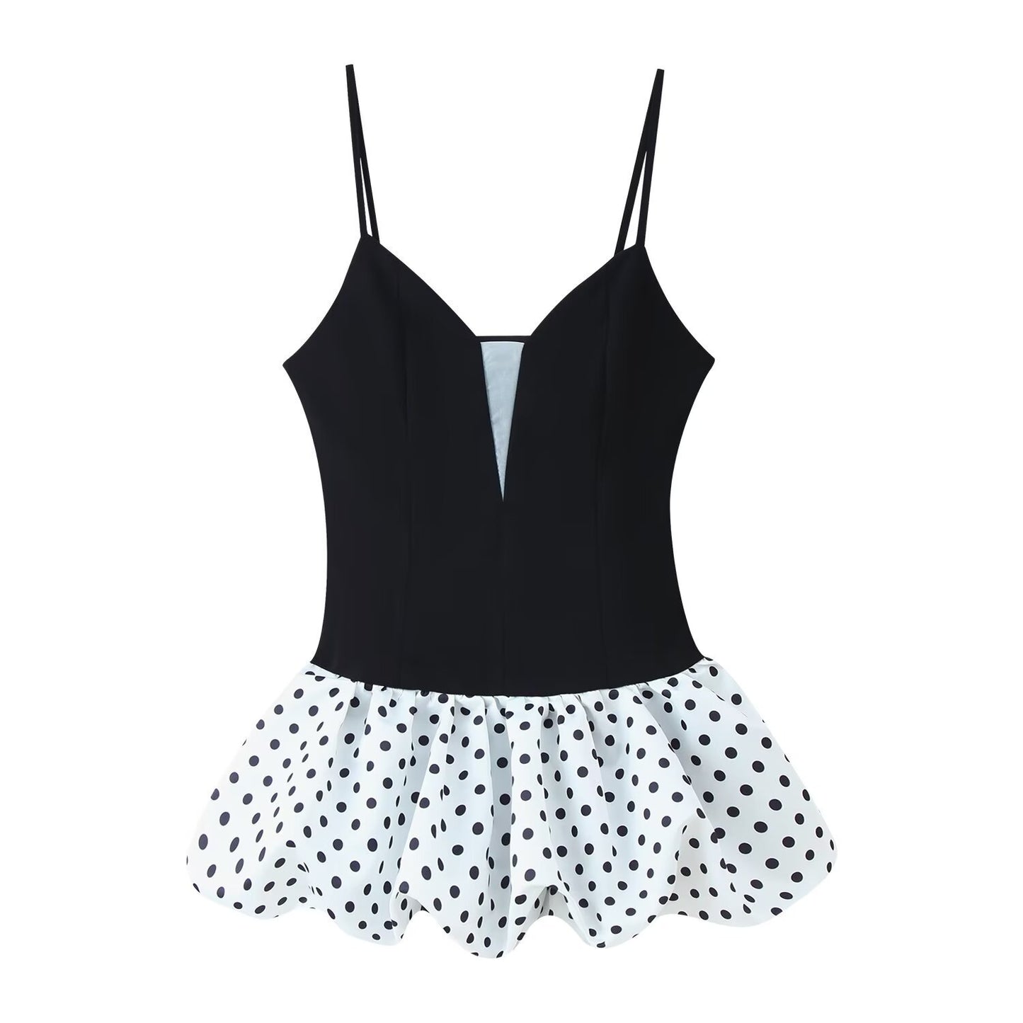 Splejset prikket camisolekjole til kvinder