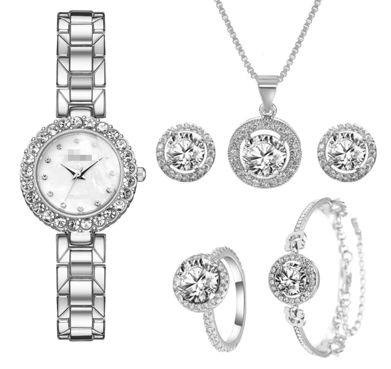 Fashion Ladies Steel Band Watch Band Bracelet Set Quartz