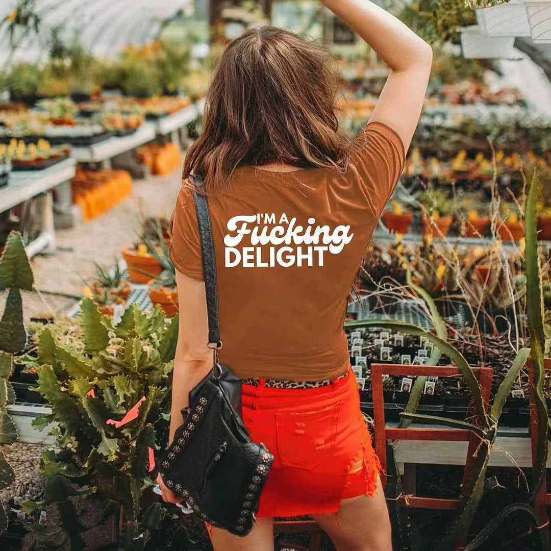 Spring And Summer Letter Print Short-sleeve Trendy Fashion Women's Wear T-shirt Casual