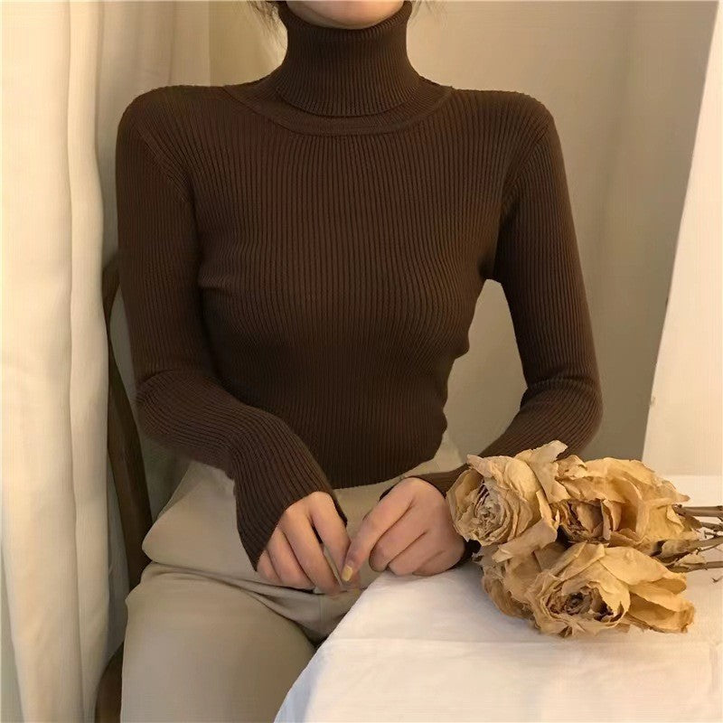 Half High Collar Inner Lining Bottom Sweater Slim Fit Fit Long Sleeved Sweater