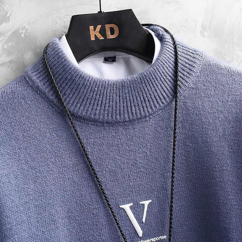 Fashion Half Turtleneck Sweater Men's Loose Long Sleeve Sweater