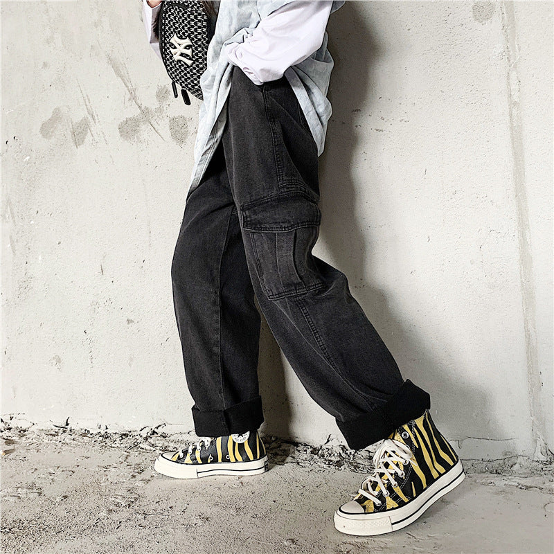 Tooling Wide Leg Loose High Waist Straight Pants