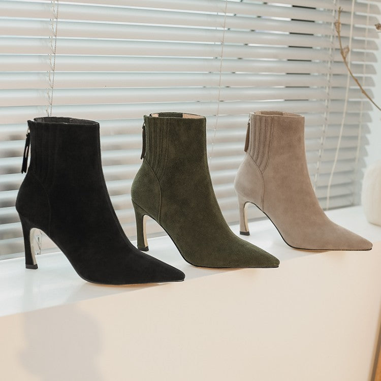 Fashion Stiletto Pointed Toe Ladies Short Boots