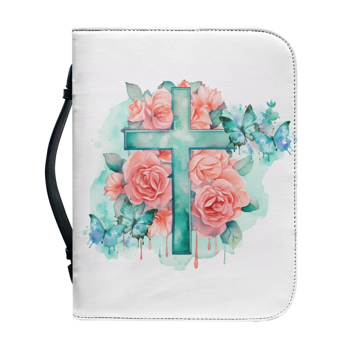 Portable Printing Book Protection Storage Holy Book Cross Sunflower Handbag