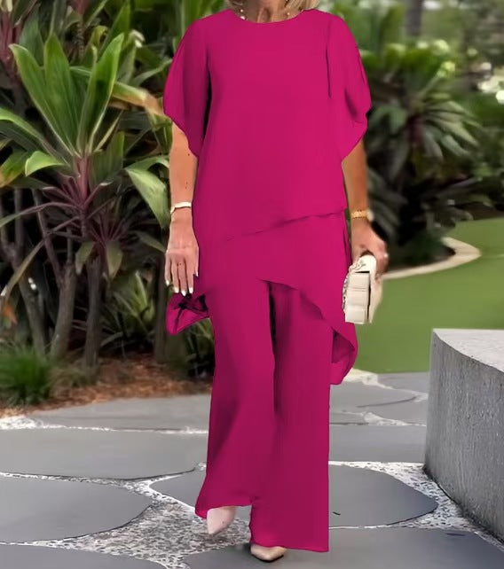 Chiffon Solid Color Loose And Irregular Suit