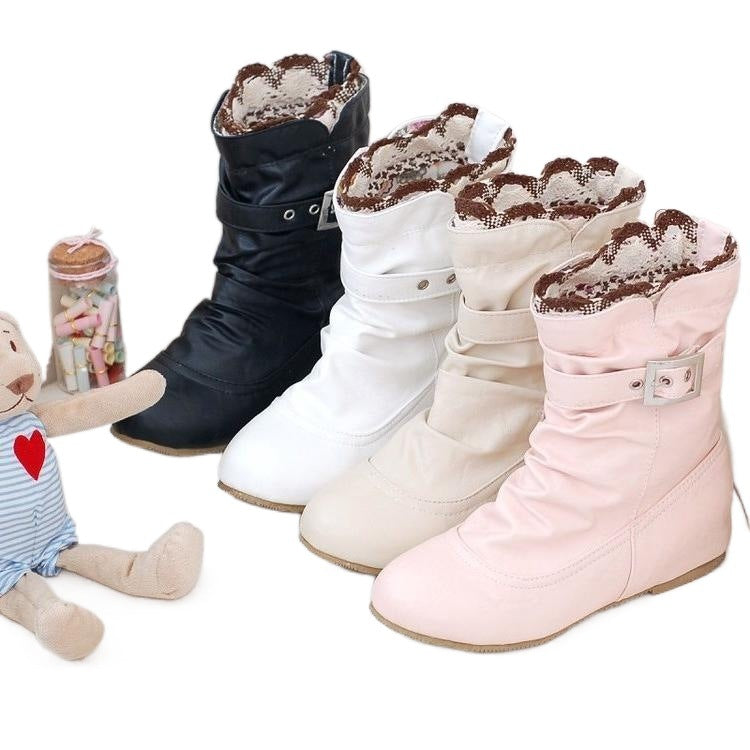 Women's Flat Boots Middle School Students