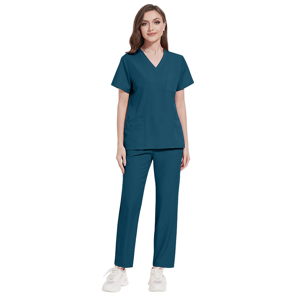 Multi-color Nurse Uniform Set Top And Pants Two-piece Outfit For Women