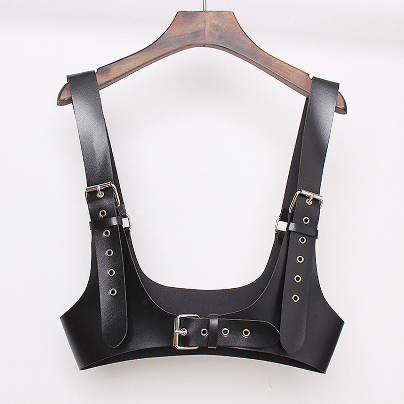 Nightclub Punk Style Hong Kong Fan Personality Style Shoulder Lace PU Decorative Belt Strap Fashion Women