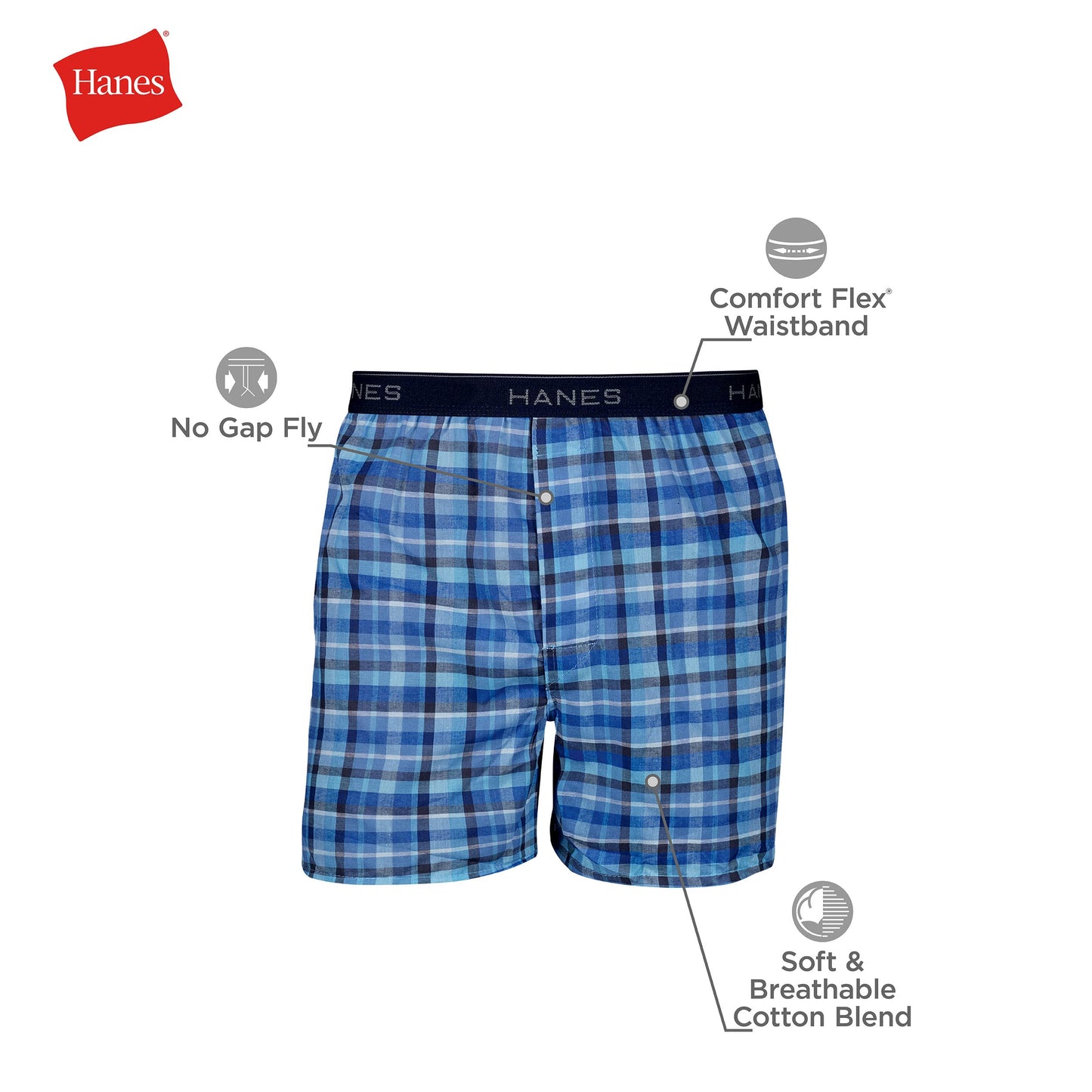 Hanes herr Tagless Boxer Underwear, Exposed Waistband, Multi-packs Available Tagless Boxerunderkläder, exponerat midjeband, flera förpackningar tillgängliga (5-pack)