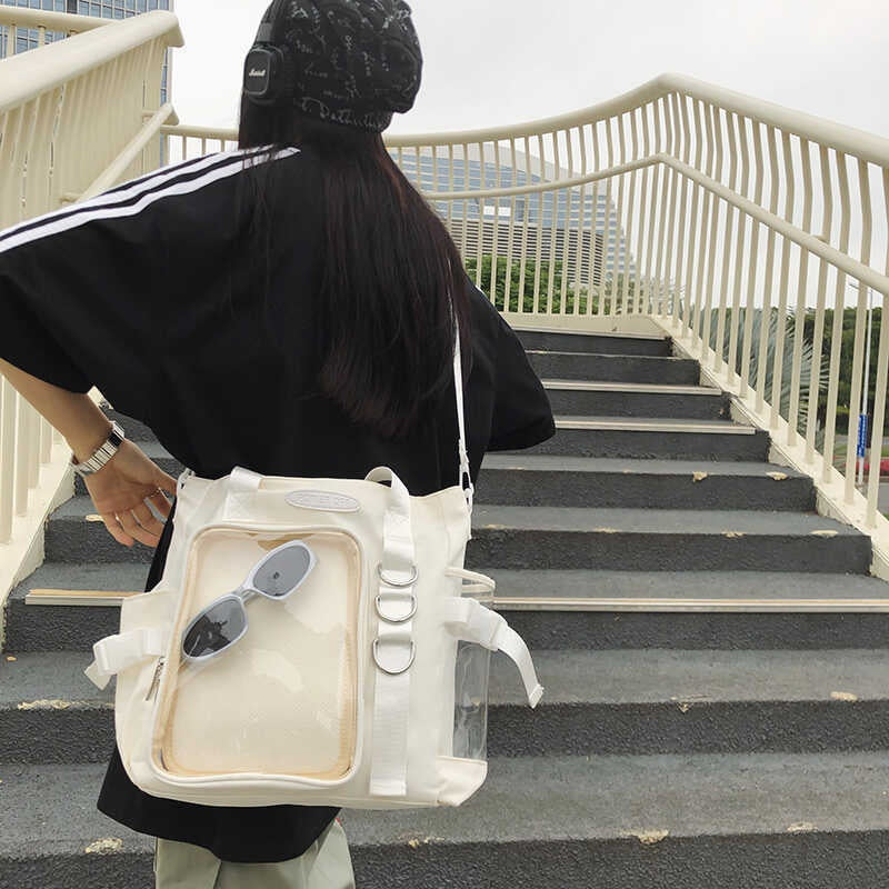 Japanese Minority Design Transparent College Style Fashion All-match Good-looking Large-capacity Crossbody Bag