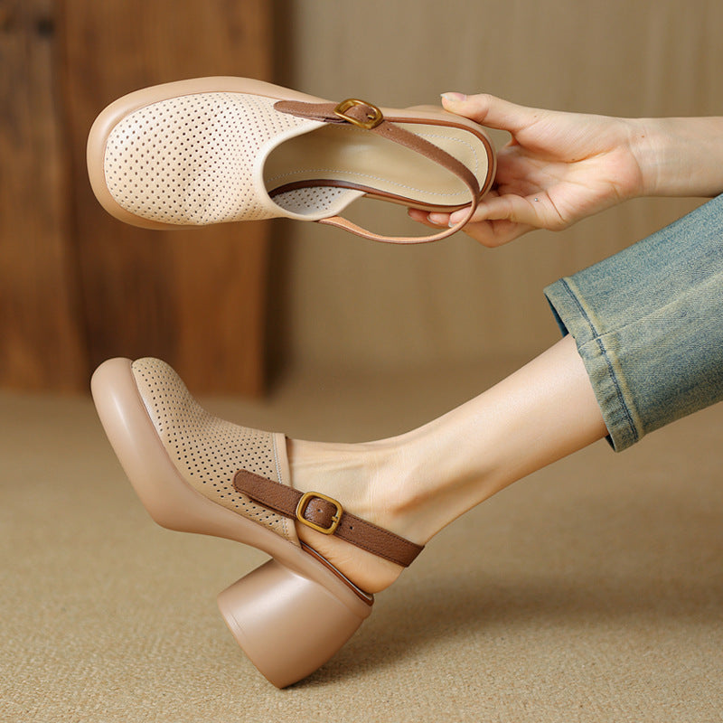 Closed Toe Platform Hollow-out Sandals Women's Round Toe