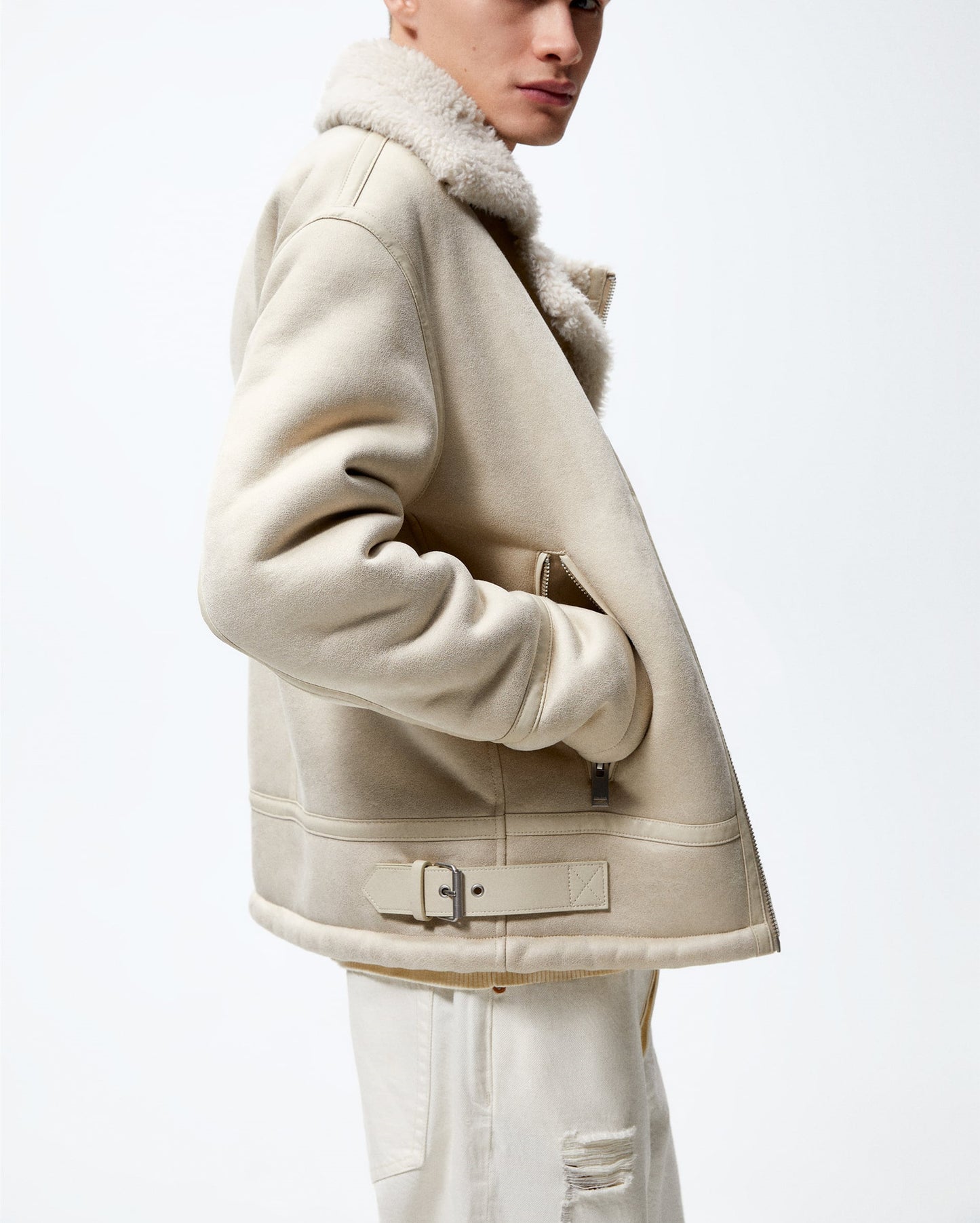 Men's Lapel Suede Double-sided Jacket