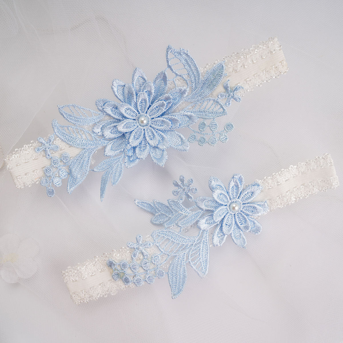 Sky Blue Elastic Lace Sexy Thigh Garter Belt