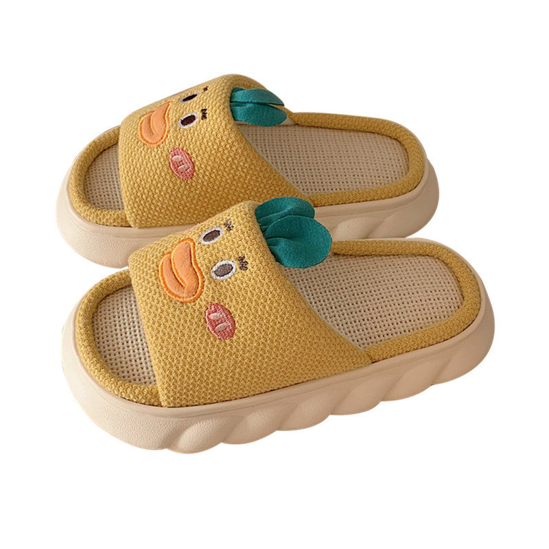 Home Cute Soft Thick Bottom Floor Cotton Linen Sandals Women