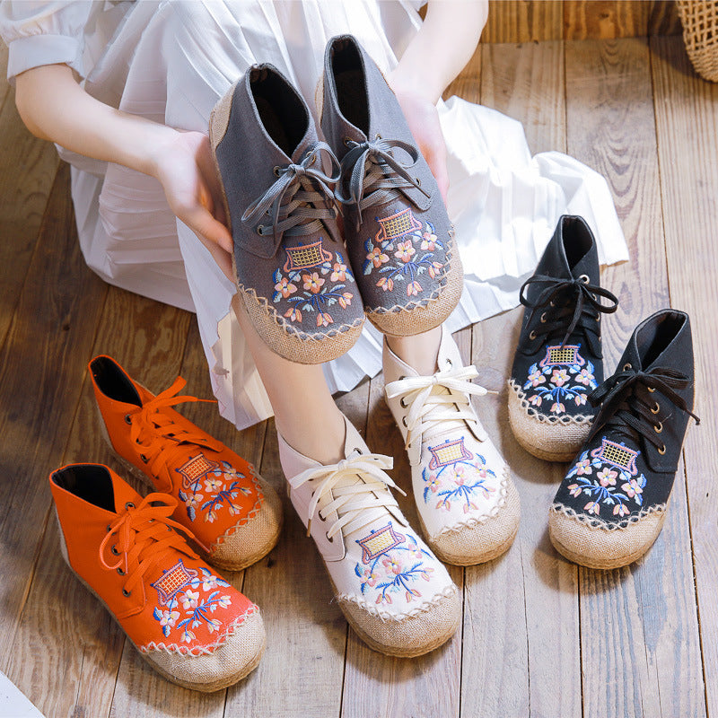 Women's Ethnic Style Embroidered Shoes Non-slip Flat Shoes