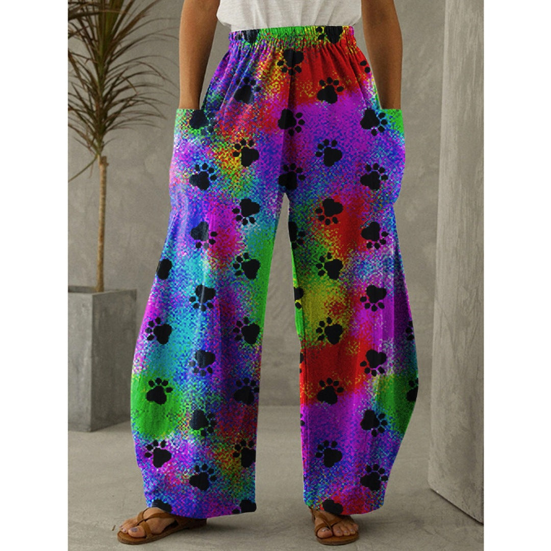 Printed 3D Trendy Irregular Wide-leg Pants