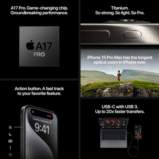 Apple iPhone 15 Pro (256 GB) - blått titan