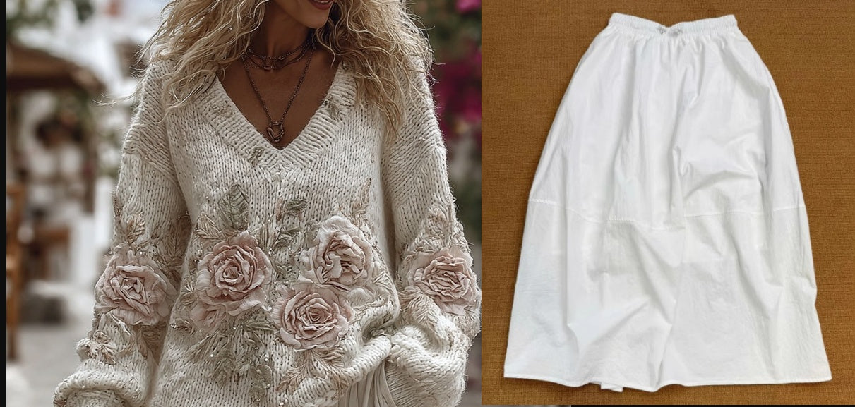Ladies' Fashion Set Sweater And Skirt