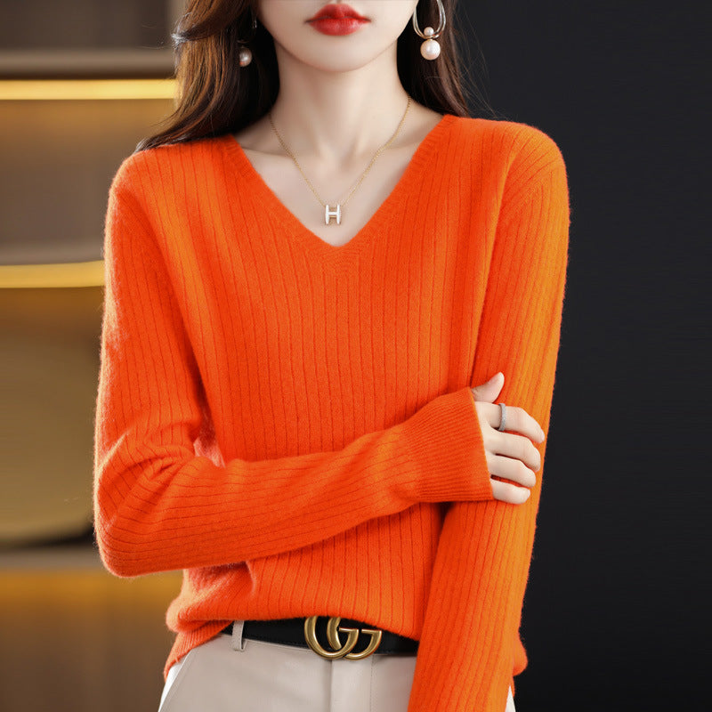 Women's Knitwear V-neck Pullover Base Drawstring Plus Size Short Sweater