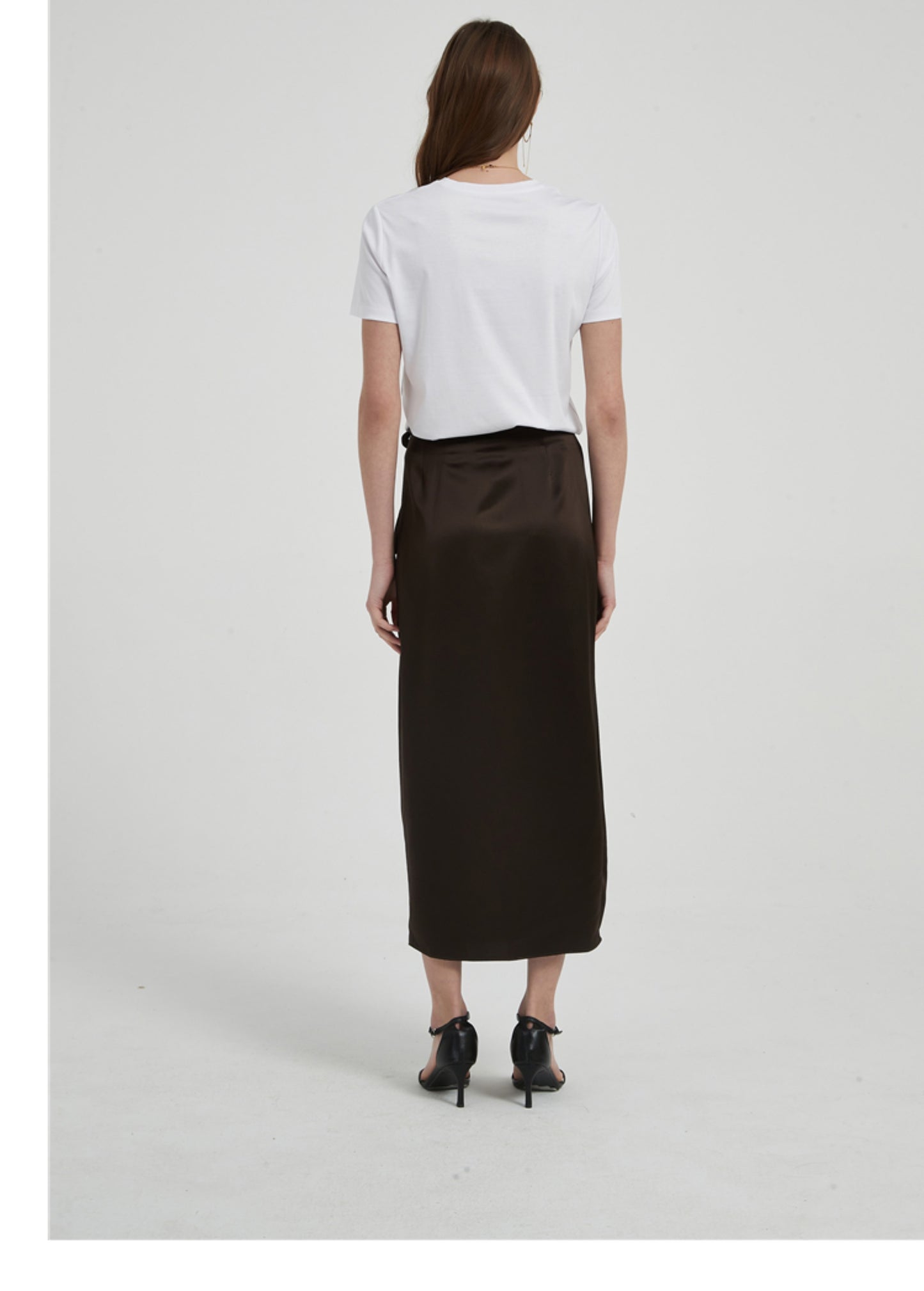 Satin Triacetate Light Draping Rope Floating Pleated Slit Skirt Summer Women's High Waist