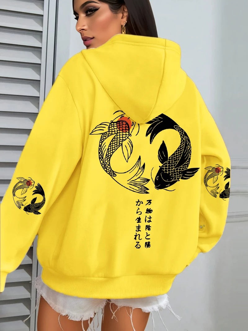 Harajuku Illustration-Print Womens Japanese Mallow Sweatshirt