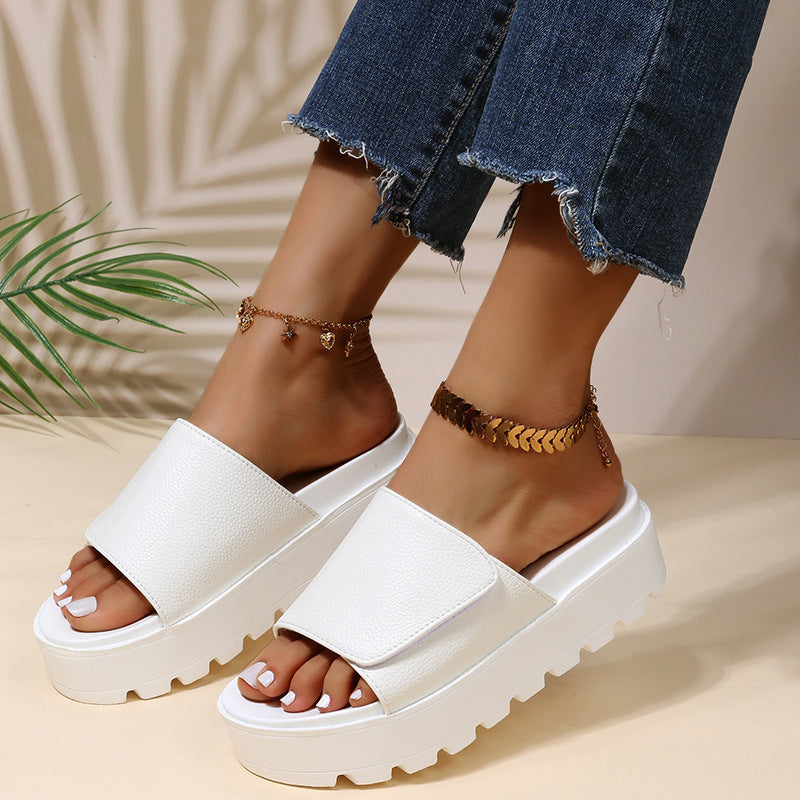 Women's Muffin Platform One Word Velcro Sandals