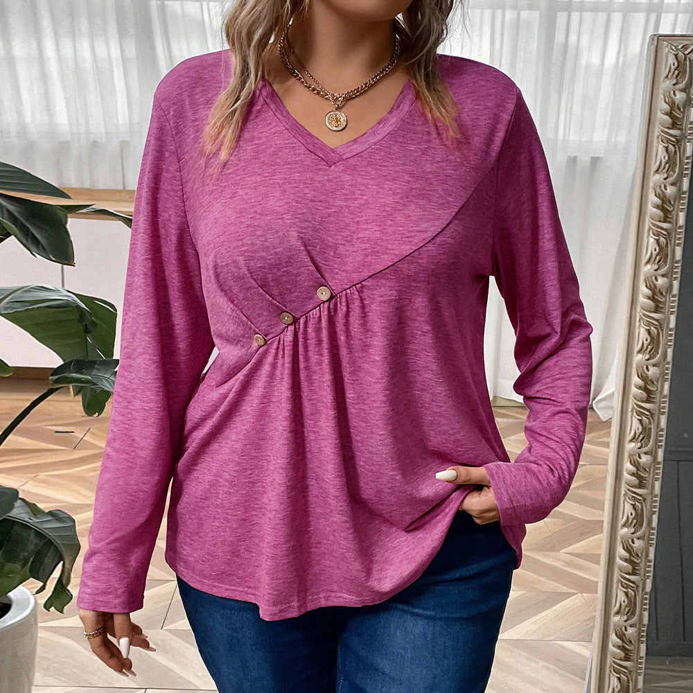 Women's Long-sleeved Waist-cinching Short Base Shirt With Pleated Slim-fit Top