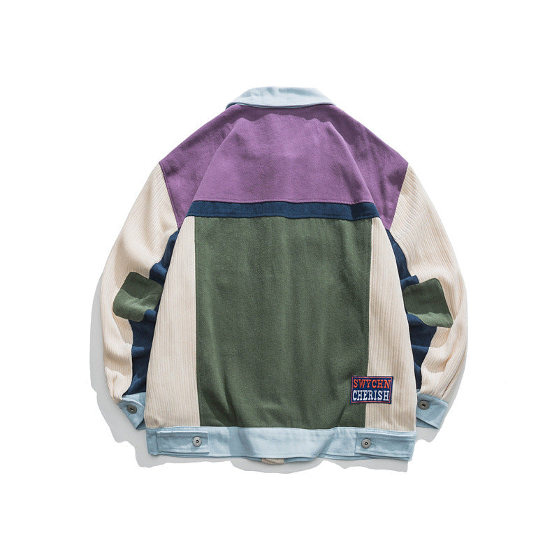 Color Contrast Patchwork Japanese Leisure Coat