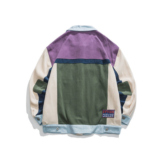 Color Contrast Patchwork Japanese Leisure Coat