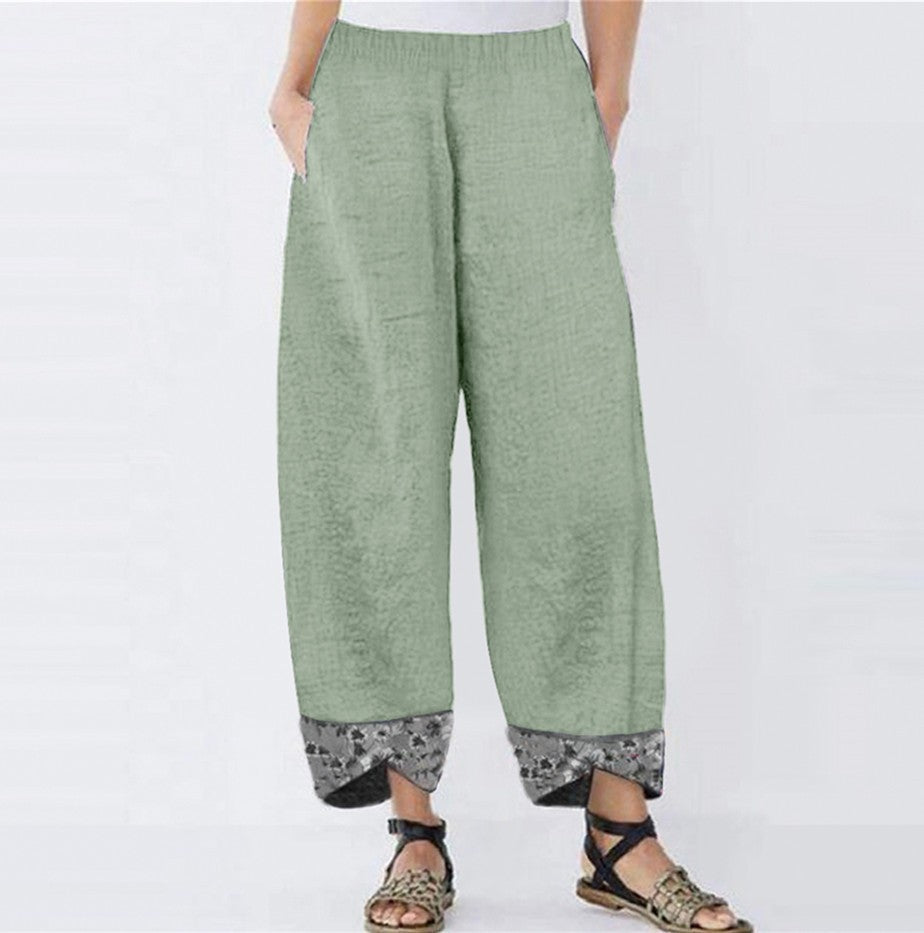 Womens Printed Patchwork Pants Printed Patchwork Skinny Pants