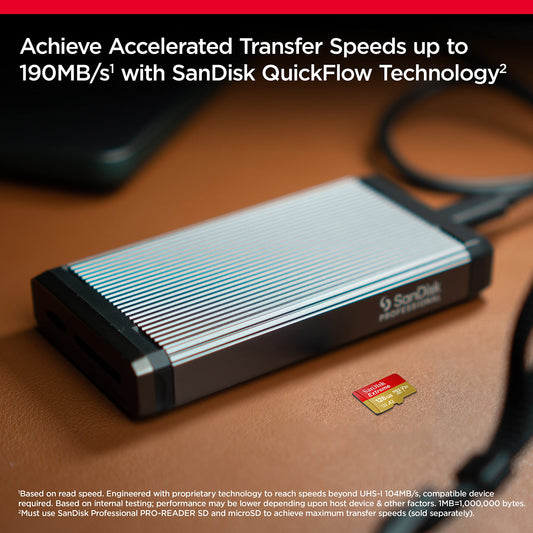 SanDisk 128GB Extreme microSDXC kort +SD-adapter, för din Android-smarttelefon, actionkameror eller drönare, upp till 190 MB/s, RescuePro Deluxe, SanDisk QuickFlow teknik, A2, UHS-I, Class 10, U3, V30
