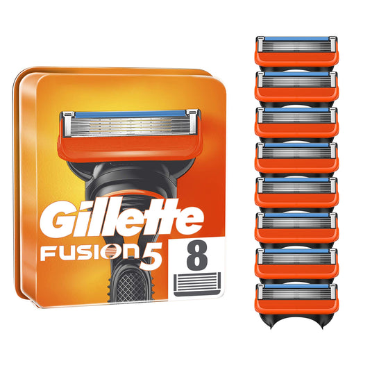 Gillette Fusion 5 Rakbladsrefiller För Män, 8 st, Med Antifriktionsblad För Upp Till 20 Rakningar Per Refill